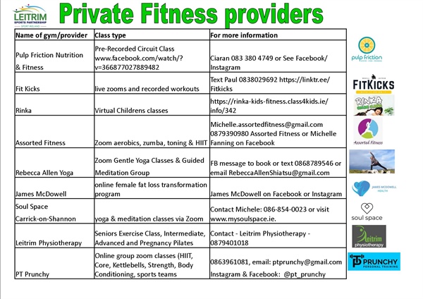 Private Fitness Providers providing online options during level 5 restrictions